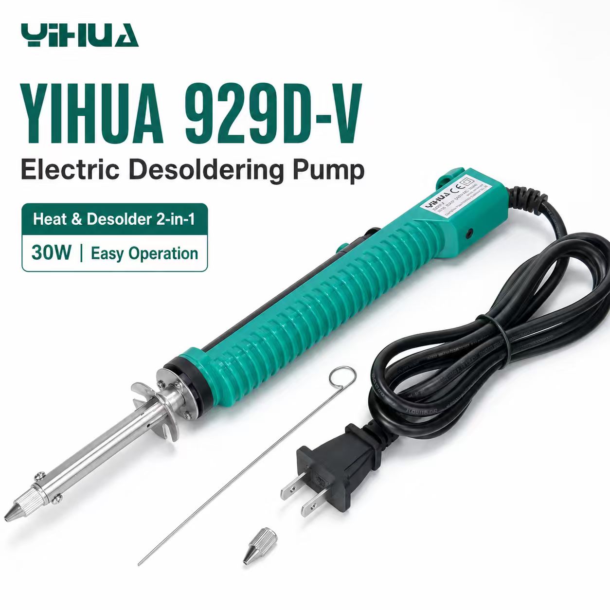 YIHUA 929D‑V 30W 2-в-1 электри – обзор и цена Desoldering Pump Electric Vacuum Station